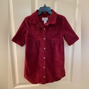 Old Navy Girls Corduroy Shirtdress Button Down Clove Maroon Size 4T NWT